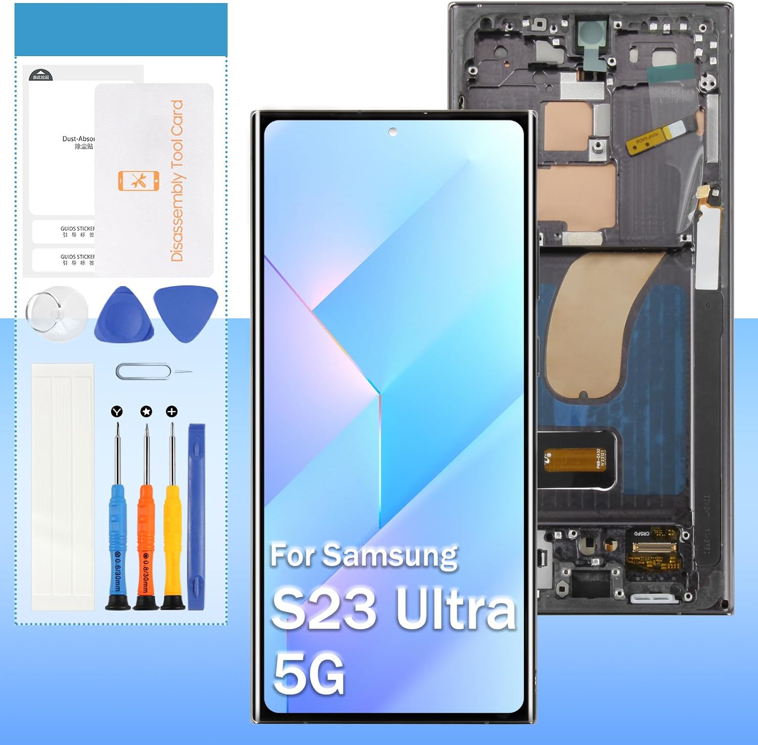 OLED for Samsung Galaxy S23 Ultra Screen Replacement SM-S918B SM-S918U SM-S918U1 SM-S918W, SM-S918N, SM-S9180, SM-S918E 6.8" LCD Display Touch Digitizer Assembly with Tools(Black with Frame)