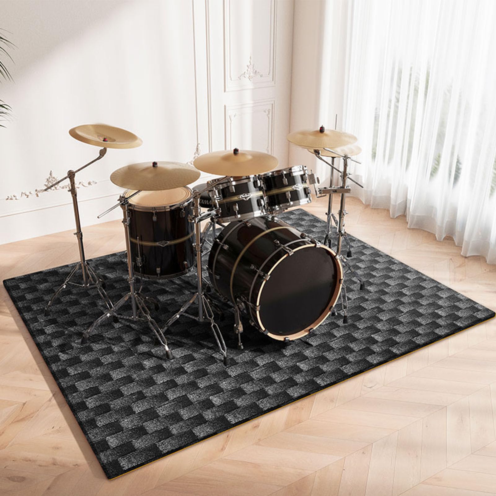 Drum Carpets Drum Mat Rug Non-Slip Soundproof Carpet Electronic Drum Set Practice Music Rug Musical Instrument Pads Soundproof Rug Pads Drum Accessories for Drum Set, for Drummers 230 x 180 cm