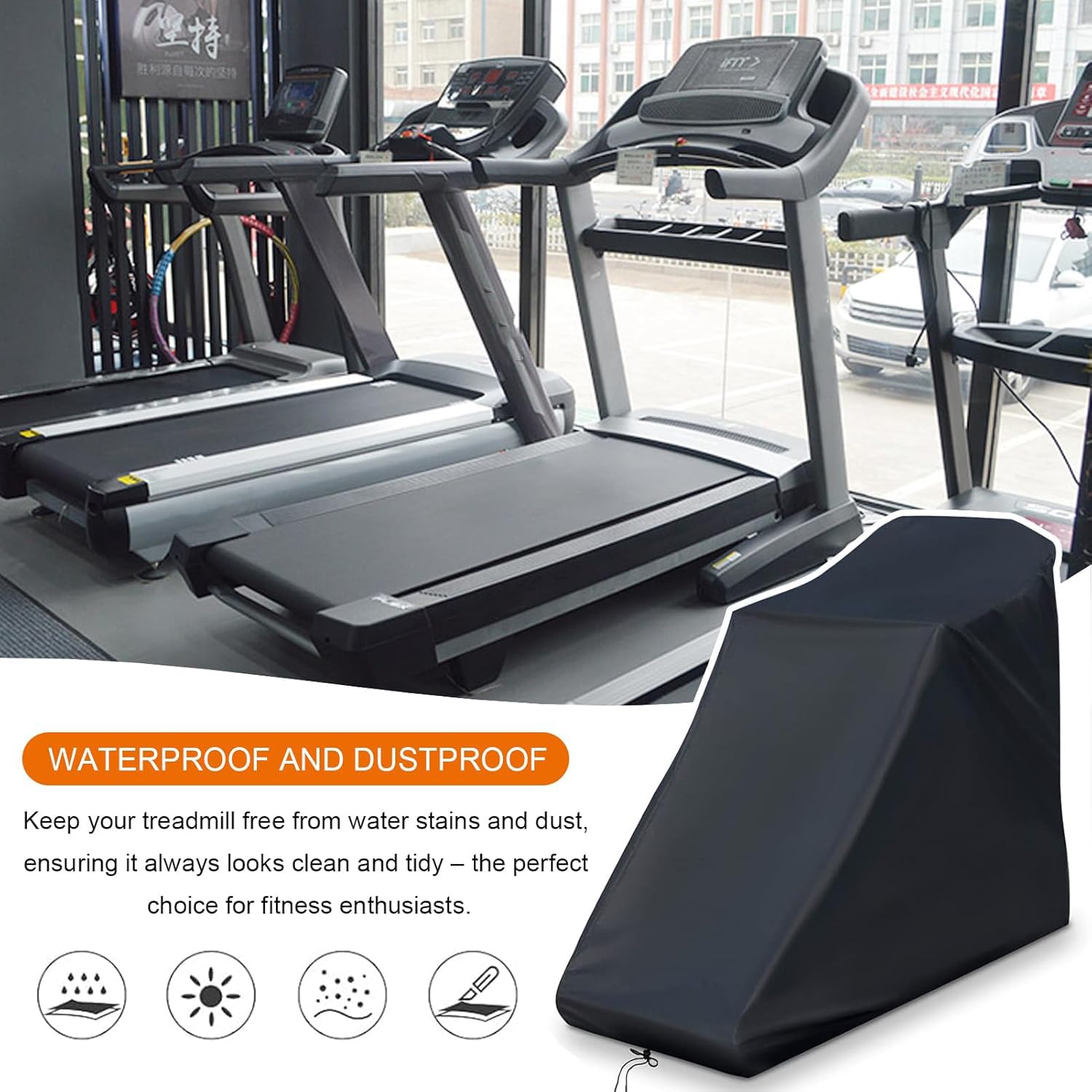 Housse de Tapis de Course pour NordicTrack Commercial 1750, Sport Machine Protection Housse Anti-poussière Tapis pour Intérieur Extérieur,A/Style A-Black