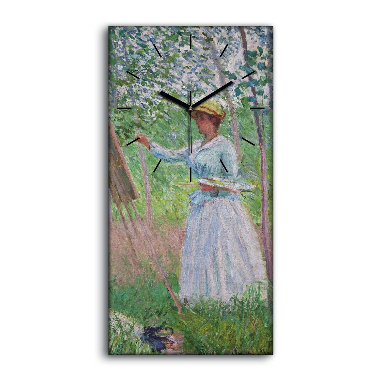 Horloge sur toile Claude Monet 30x60cm silencieuse pour décoration murale