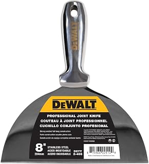 DEWALT 8" All Stainless Steel Joint Knife | One-Piece Premium Polished Metal Putty Blade | 2-408