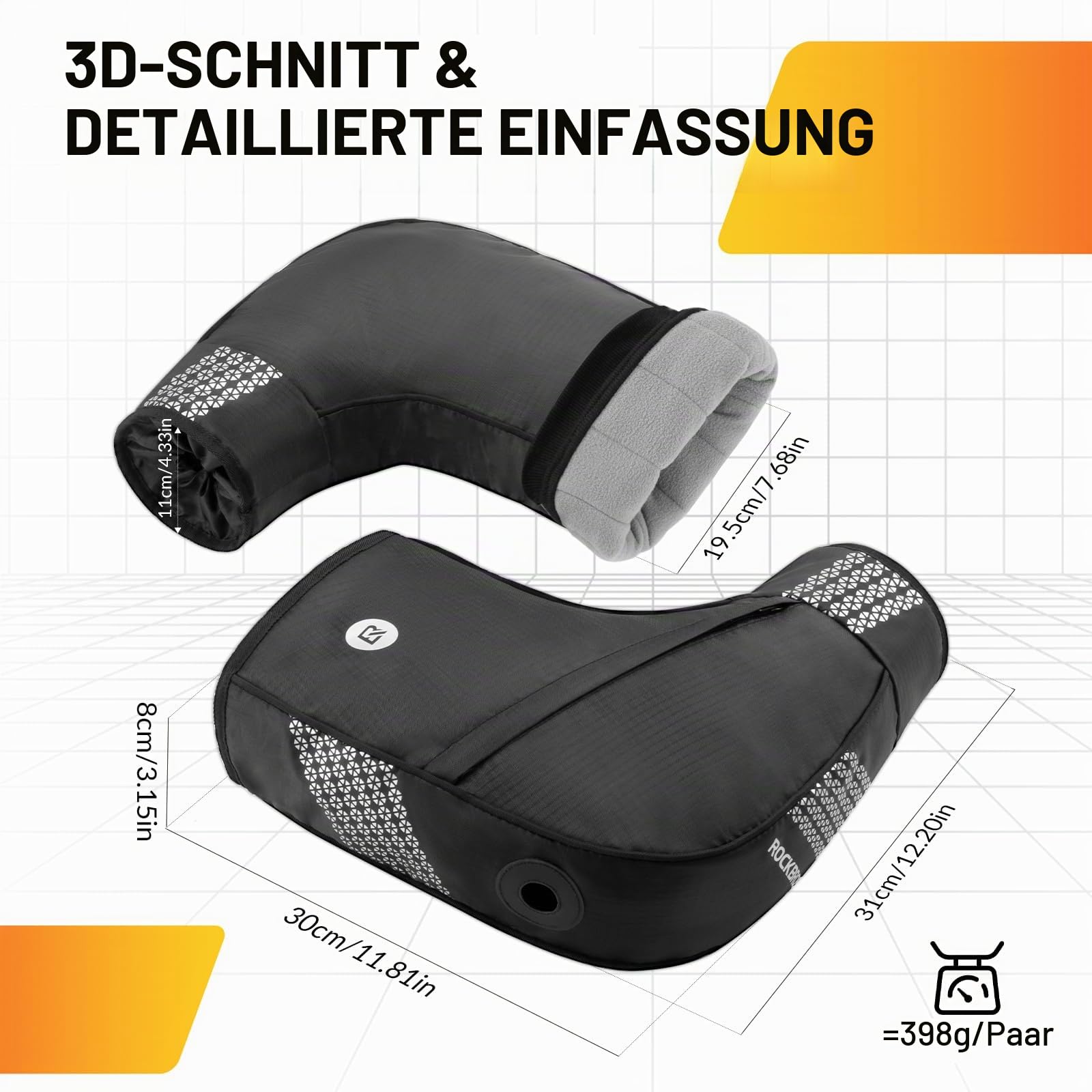 ROCKBROS Lenkerstulpen Lenkerhandschuhe Fahrrad Winter Thermo Gefütterte