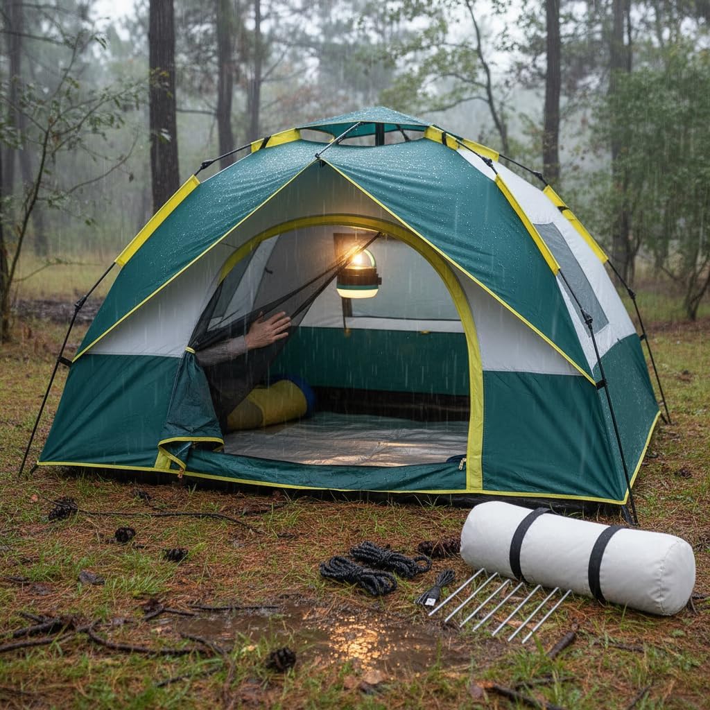 緑色 4-6人用キャンプテント Amazon.co.jp: ポータブルキャンプテント、3-4人用屋外キャンプテント