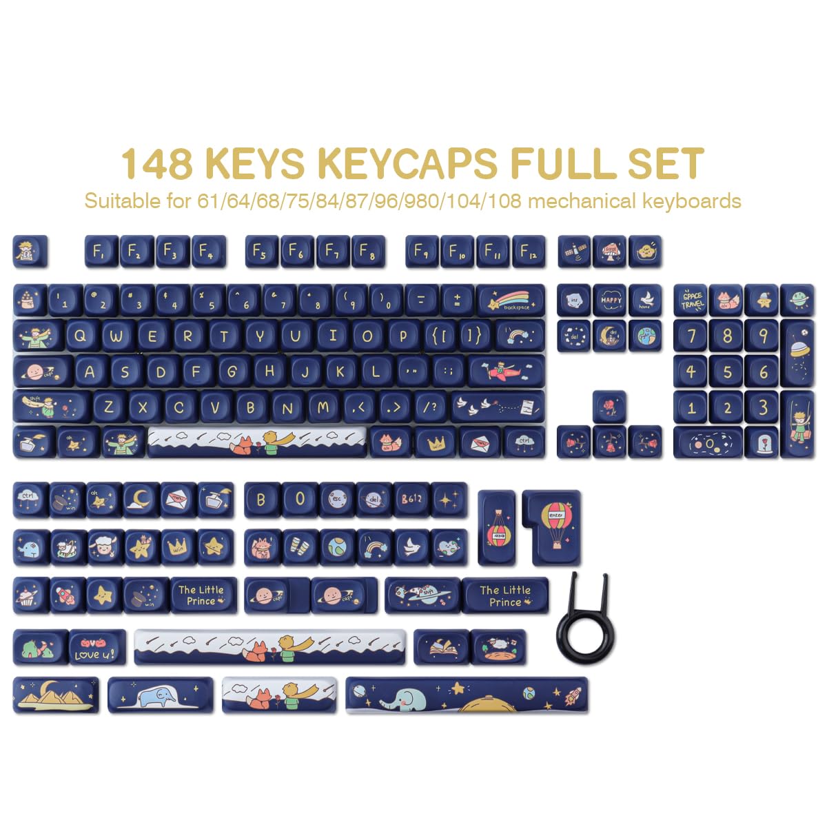 Lot de 148 Touches PBT personnalisées, Profil MOA, pour claviers mécaniques Cherry Gateron MX Swithes 60%