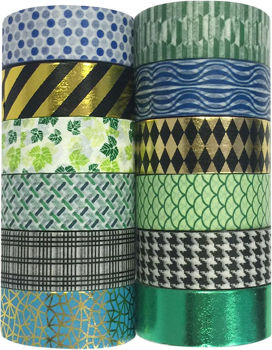 Allydrew Washi Tapes Decorative Masking Tapes, Set of 12, ADSET49