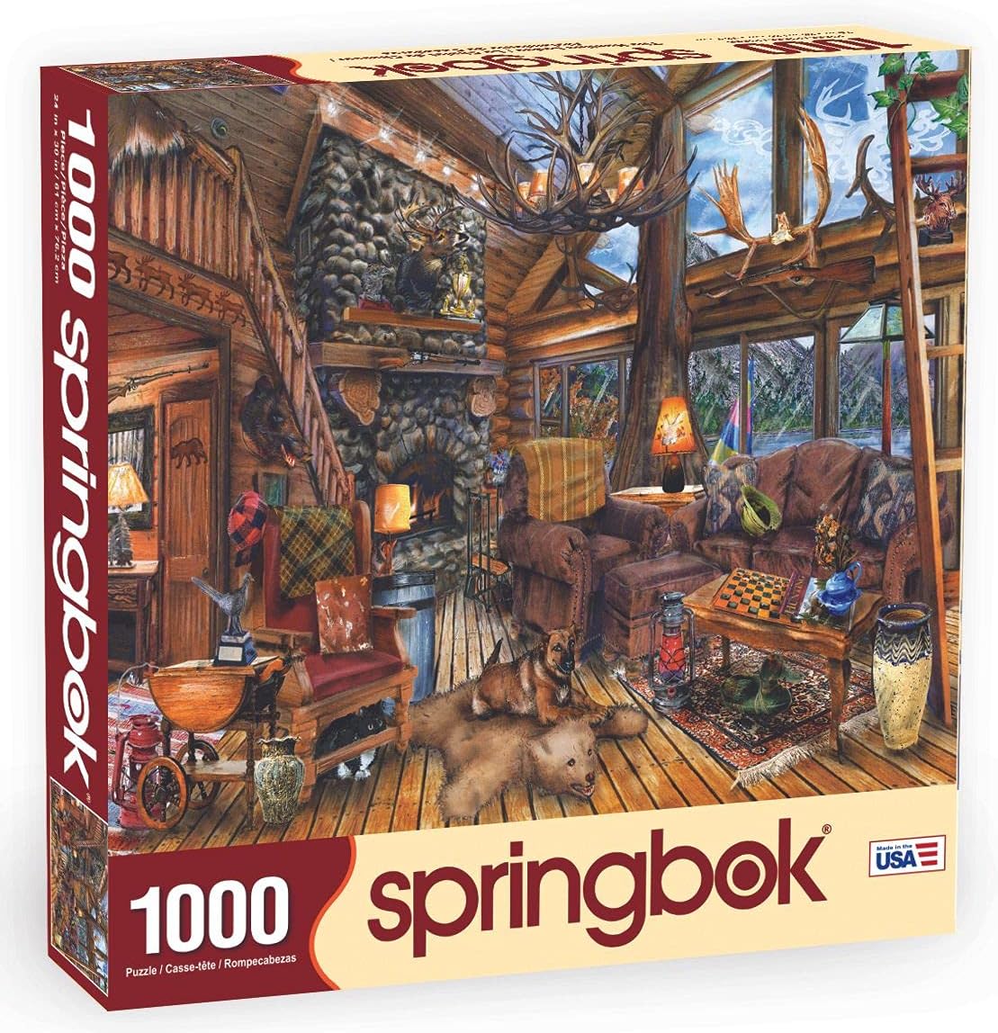 Springbok Puzzles - The Hunting Lodge - 1000 Piece Jigsaw Puzzle - Large 30 Inches by 24 Inches Puzzle - Made in USA - Unique Cut Interlocking Pieces