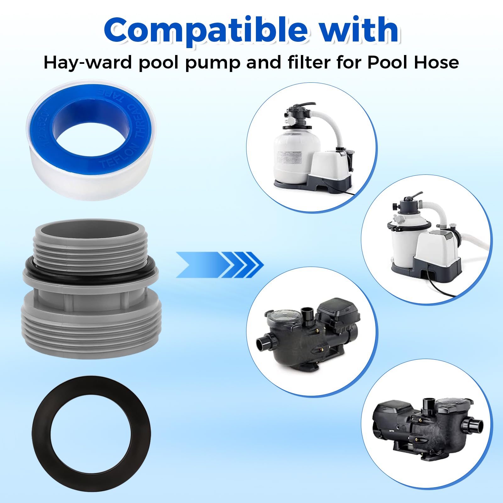 Zestaw adapterów do węża basenowego, adapter do węża basenowego, do węża 40 mm na 1 1/2 cala