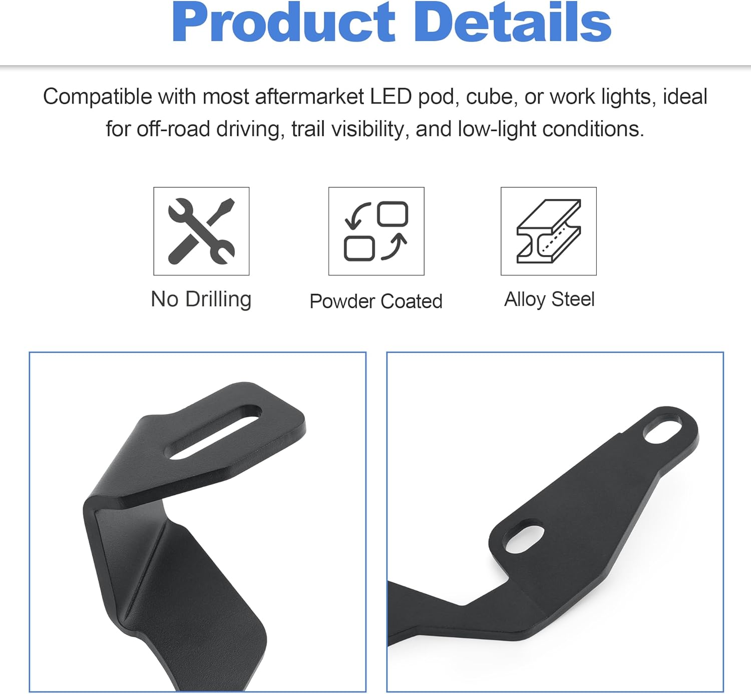 Ditch Light Mounting Brackets Compatible with 2000–2006 Toyota Tundra & Sequoia 1st Gen, Hood Hinge LED Pod Light Brackets (Driver & Passenger Side)