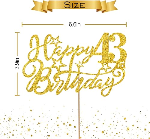 Miniatura 2 de Decoración para pastel de cumpleaños número 43, suministros para fiesta de aniversario 43, decoración de fiesta de cumpleaños de 43 años, purpurina