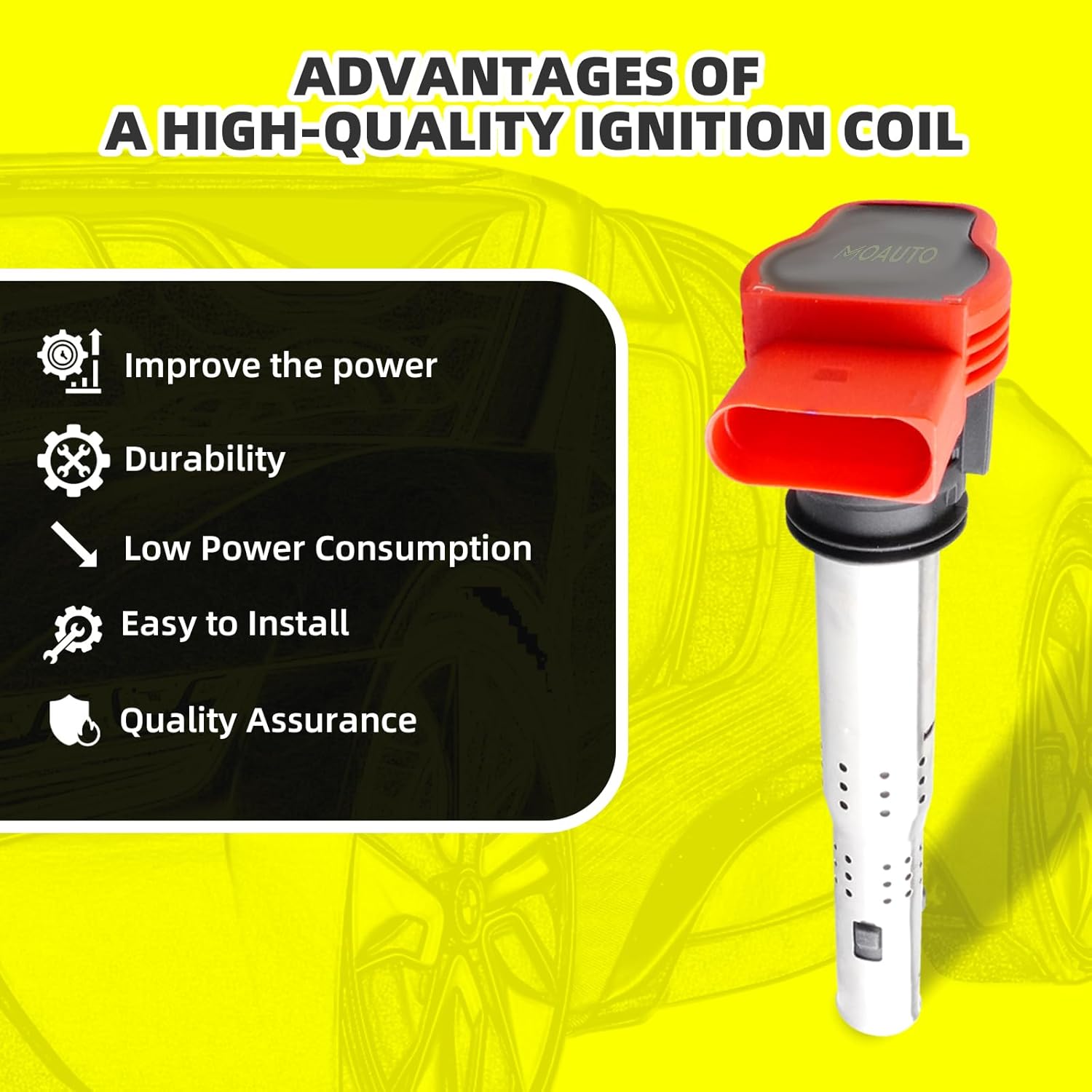 Set of 4 Ignition Coils Pack UF529 & 4 PCS Iridium Spark Plugs Compatible with Volkswagen Audi A3 A4 A5 A6 A7 A8-3.0L 3.2L 4.2L 5.2L Q5 Q7 R8 S4 S5 TT MK6 Golf Passat CC