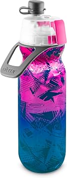 O2COOL Mist N Sip 20 oz Misting Sports Water Bottle Ombre Prism Pink