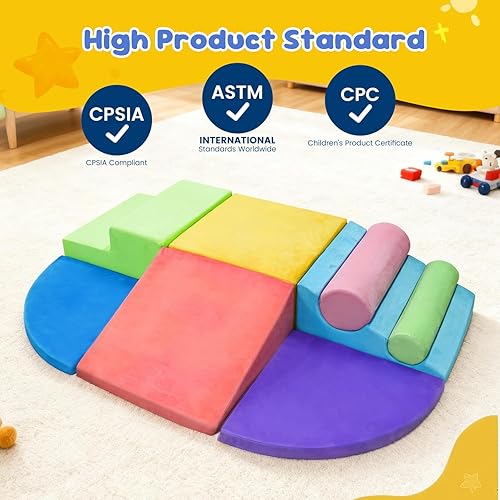 Miniatura 3 de Teckid Juguetes de escalada para niños pequeños, juego de 8 piezas de bloques de espuma suave para interiores, gateo seguro, escalada y