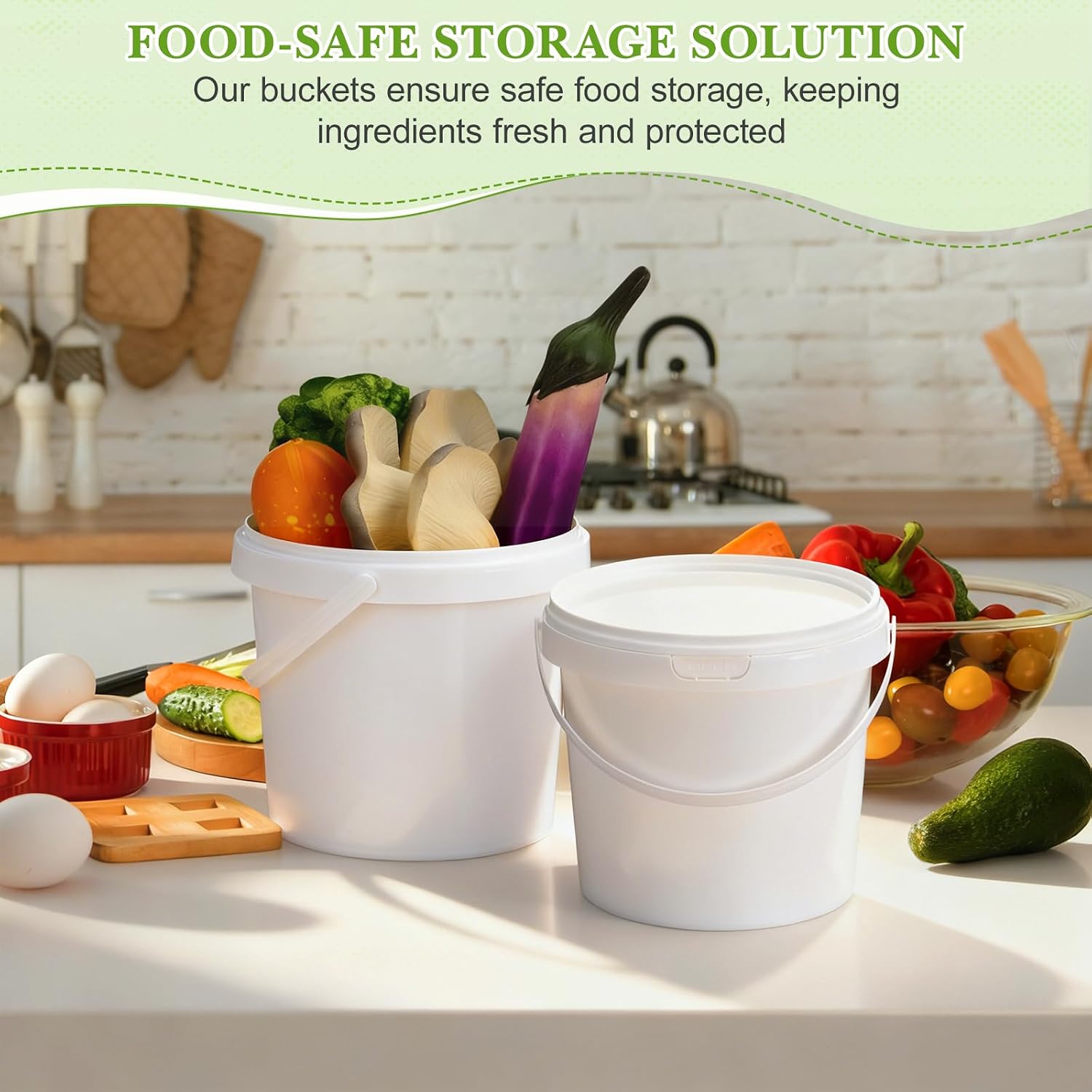HEMOTON White Plastic Pail 2pcs White Plastic Bucket with Handle Lid 2L Industrial Paint Pail Container Bucket Pigment Buckets Empty Paint Can for Storage Fish Water