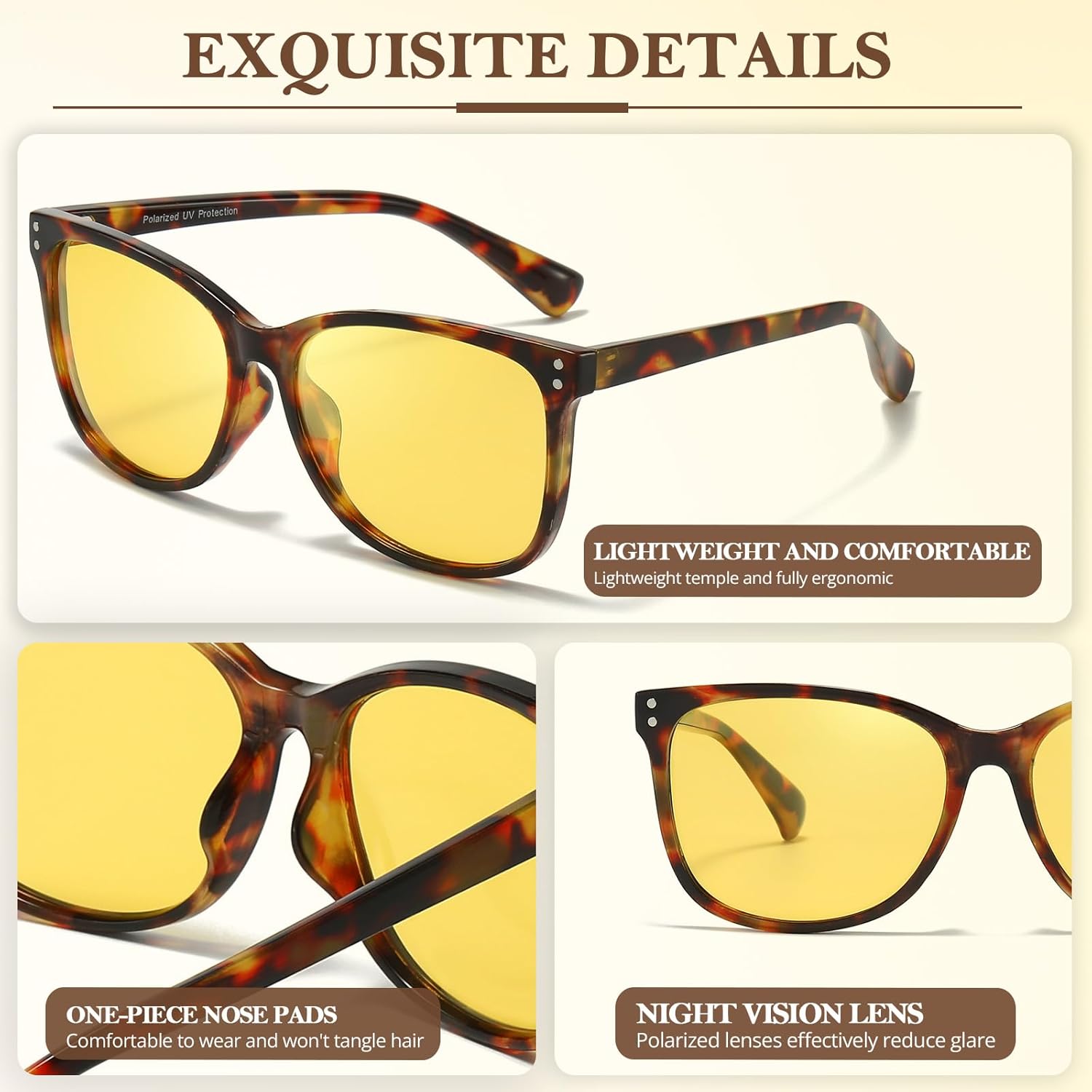 FIMILU 2 Pack Night Driving Vision Glasses for Women, Polarized Reduce Glare and Enhance Visual Abilities for Nighttime 22526 - Image 6