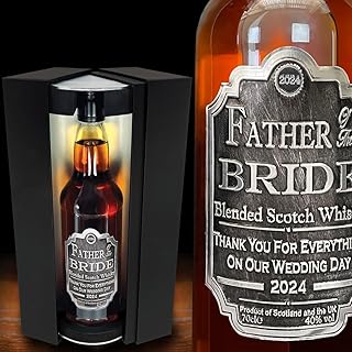 Unique Father of the Bride Gift Idea For Him Men - Award Winning Scotch Whisky Gift Set With Personalised Pewter Label With Year - 2024 - Supplied In Presentation Box [EPW16]