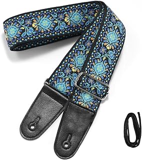 HASTHIP® 34-41 inches Adjustable Guitar Strap, Double-sided Vintage Embroidered Cotton Guitar Belt Straps for Acoustic Gui... Price In India