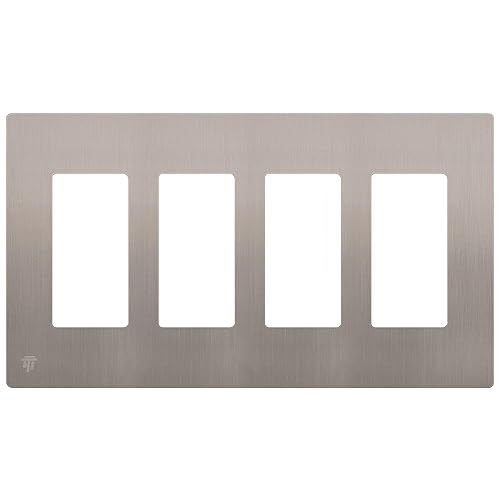 Miniatura 235 de ENERLITES SI8834-BK - Placa de pared decorativa sin tornillos, cubierta de enchufe segura, 4 entradas, 4.68 x 8.30 pulgadas (alto x largo), Negro