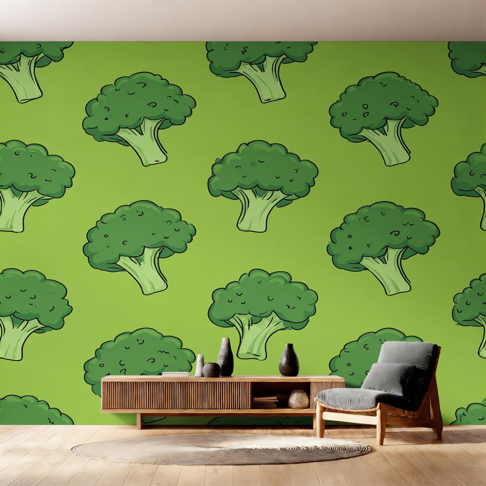 Generisch Brokkoli Fototapete Schlafzimmer, Vliestapete Grün Gemüse Tapete Wohnzimmer Deko 500x350 cm (B x H), Wandtapete, Mustertapete, Wanddeko