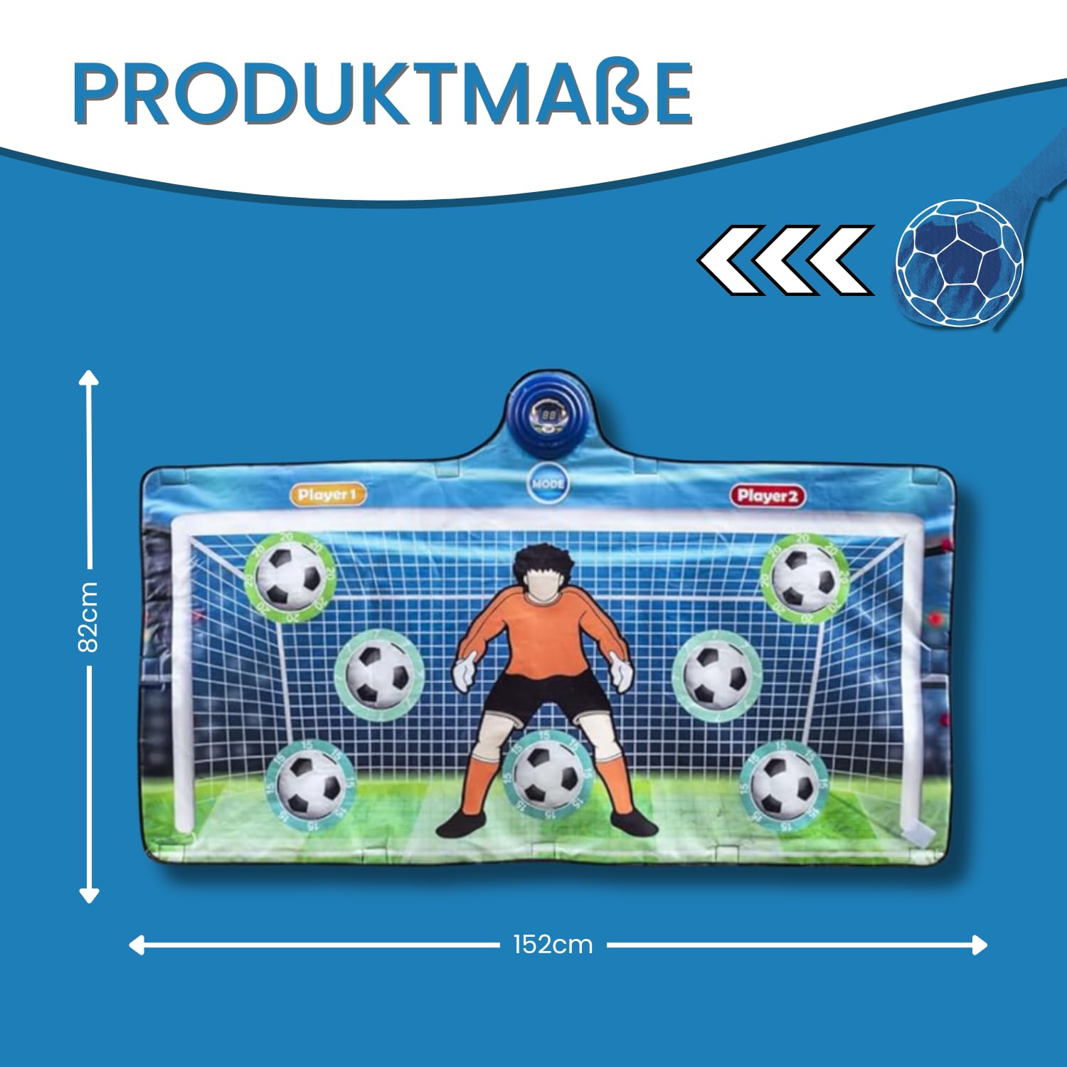 Electro Keeper – Elektronische Torwand & Fußballmatte mit 2 Spieler Punktezähler – Fußballspiel für Indoor & Garten – Fussballtor Geschenk für Jungen & Kinder – inkl. Ball & Pumpe