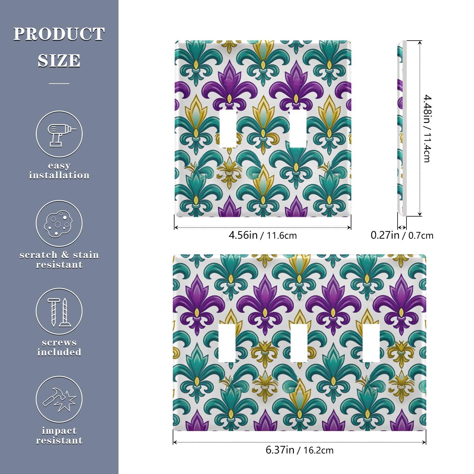 Light Switch Cover Mardi Gras Wall Plates for Electrical Outlets 3 Gang 202a8554