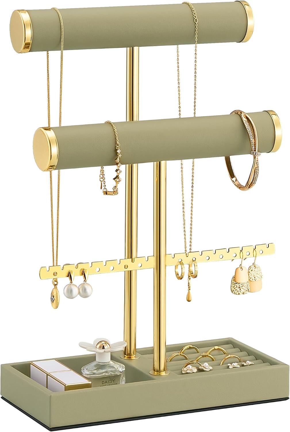 Lolalet 3 Tier Jewelry Stand Holder, Bracelet Necklace Display -Sagegreen
