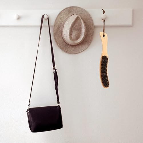 Miniatura 6 de Patelai Cepillo de fieltro para sombrero, sombrero de vaquero de madera, cepillo de pelo de caballo para limpieza, elimina las manchas de polvo,