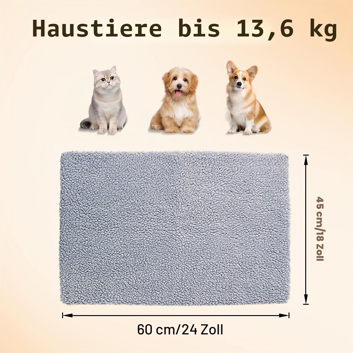 Selbstheizende Katzendecke Selbstwärmend Decke Katze, Heizdecke für Katze Ohne Strom, Anti-Slip Wärmedecke Angenehm Katzen Decke Flauschig & Rutschfester, 60 x 40 cm für Innen- und Außenbereich