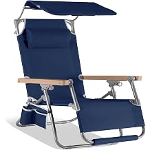 Best Choice Products Beach Chair with Adjustable Canopy, Folding Zero Gravity Reclining Camp Lounge Chair with Backpack Straps & Side Pocket, Aluminum Frame Supports 350 lbs - Deep Sea