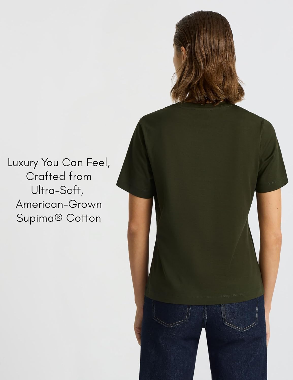 Women’s Supima® Mercerised Cotton T-Shirt – USA-Grown Cotton, Luxury Finish, Crew Neck, Short Sleeve, Flattering Fit - Image 3