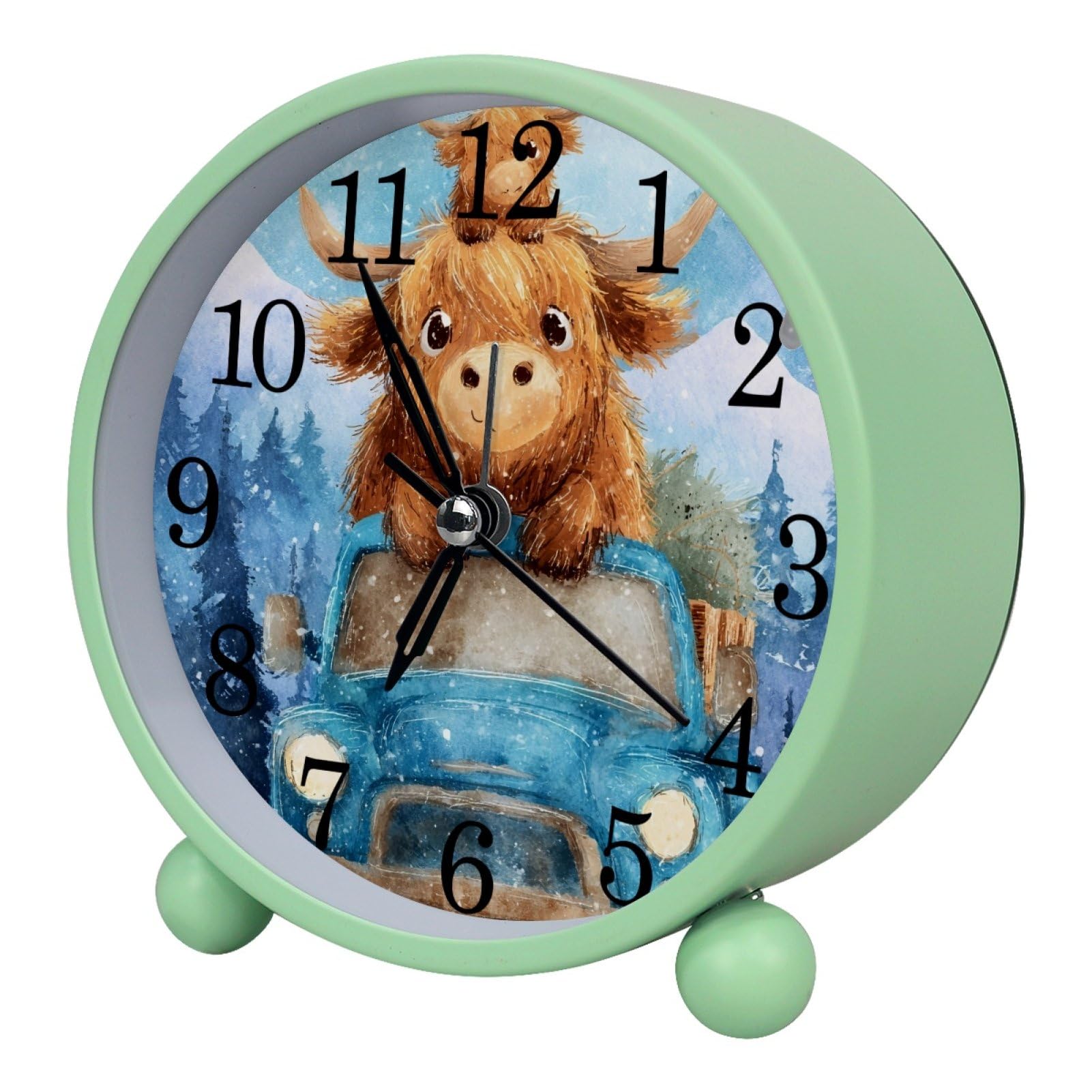 etoenbrc Silent Analog Alarm Clock with Light Slient Plastic Table Clock Small Battery Operated Clock for Living Room Bedroom Decor（Color456）
