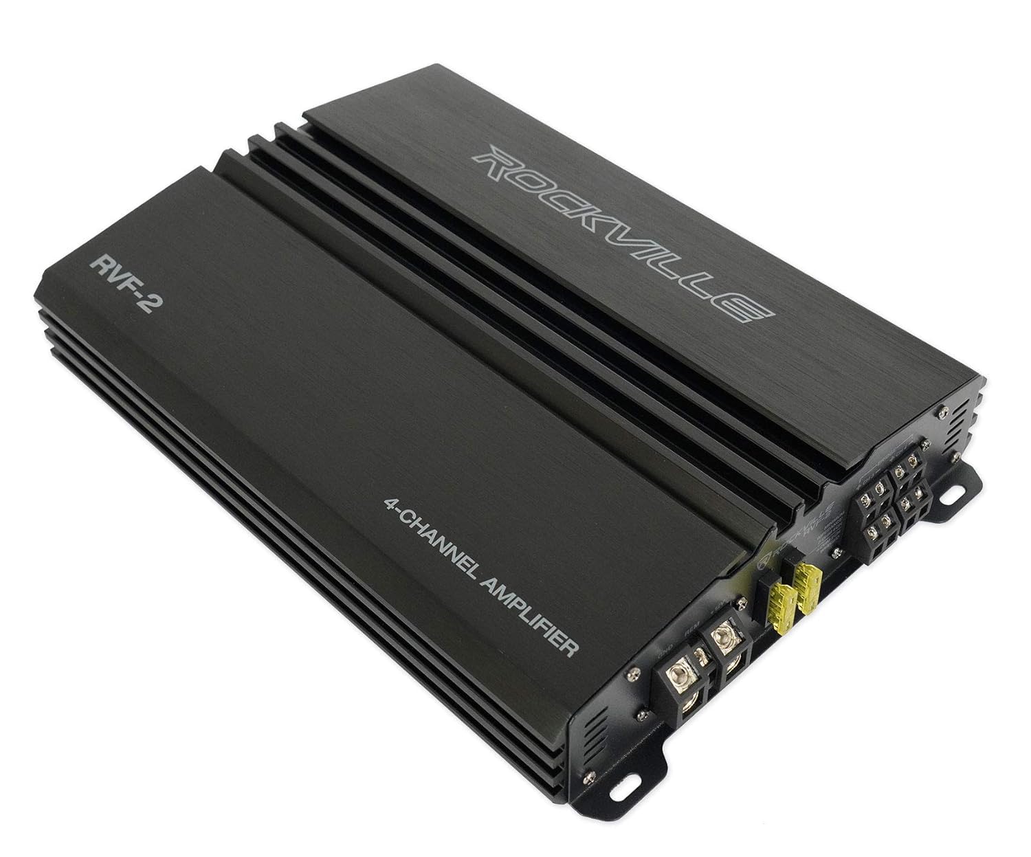 Rockville RVF-2 Bundle: 1200-Watt Peak / 300-Watt RMS 4-Channel Car Amplifier Stereo Amp, RWK82 8-Gauge 4-Channel Car Amp Wiring Installation Kit with RCA Cables, 2-Items