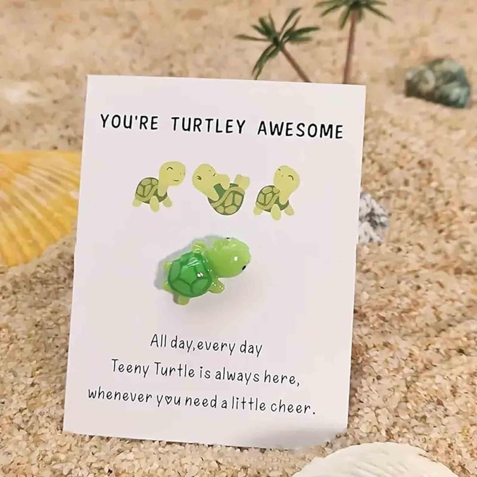 Emotional Support Positive Turtle,Turtle Gifts,Tiny Gifts,You're Turtley Awesome, Positive Energy Gifts, Lovely Tortoise Shaped Card Friendship Gift, Cute Stuff for Girls & Women - Stocking Fillers