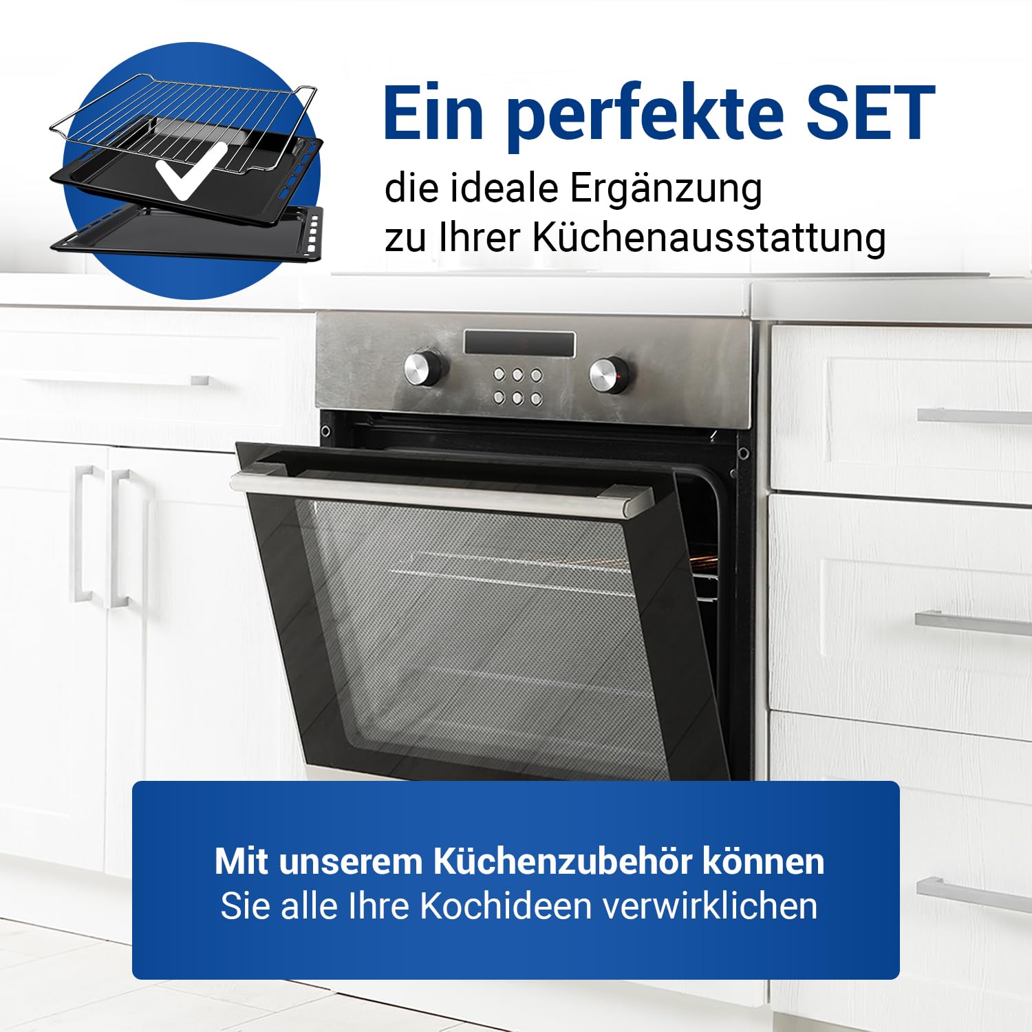 VIOKS 2x Tiefes Backblech 445 x 375 mm Emailliert Ersatz für Whirlpool 481010683241 481010683239 + Gitterrost für Backofen Ignis Bauknecht | Tiefes Blech, 445 x 375 mm Emailliert, Gitterrost, für Ofen Ignis Bauknеcht