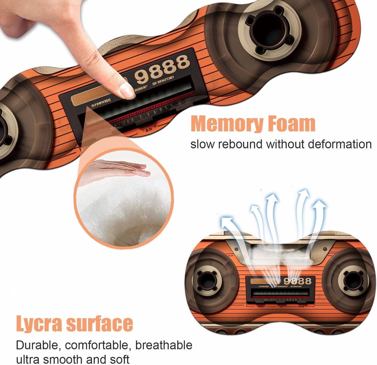Ergonomic Keyboard Wrist Rest & Mouse Pad Wrist Rest Set, Large XXL Gaming Desk Mat 31.5"x 11.8" with Non-Slip Base, Memory Foam, Easy Typing Pain Relief for Home & Office, Retro Tape Recorder