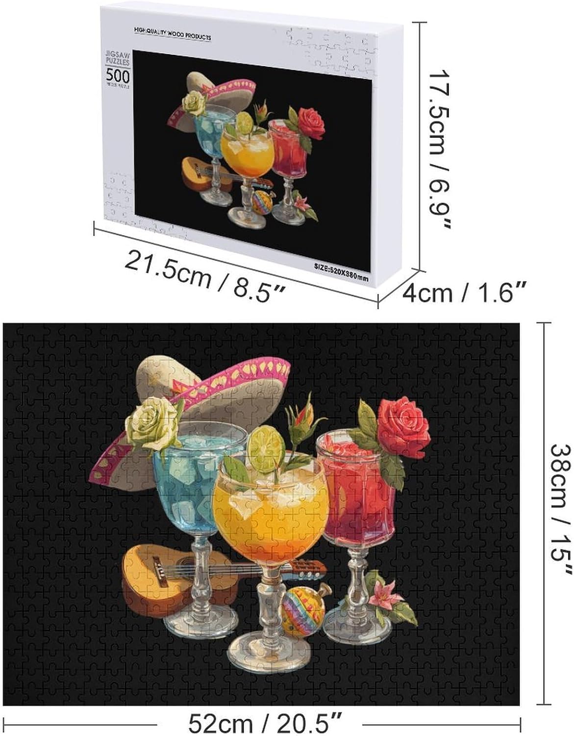 Cinco De Mayo Mexican Fiesta Party Puzzles for Adults 500 PCS Wooden Jigsaw Puzzle Wall Decor Christmas