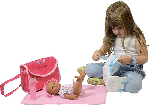 Miniatura 2 de The New York Doll Collection Unicorn Doll Diaper Travel Bag with Doll Care Accessories, Including Pampers, Baby Lotion, Powder, and Changing Mat