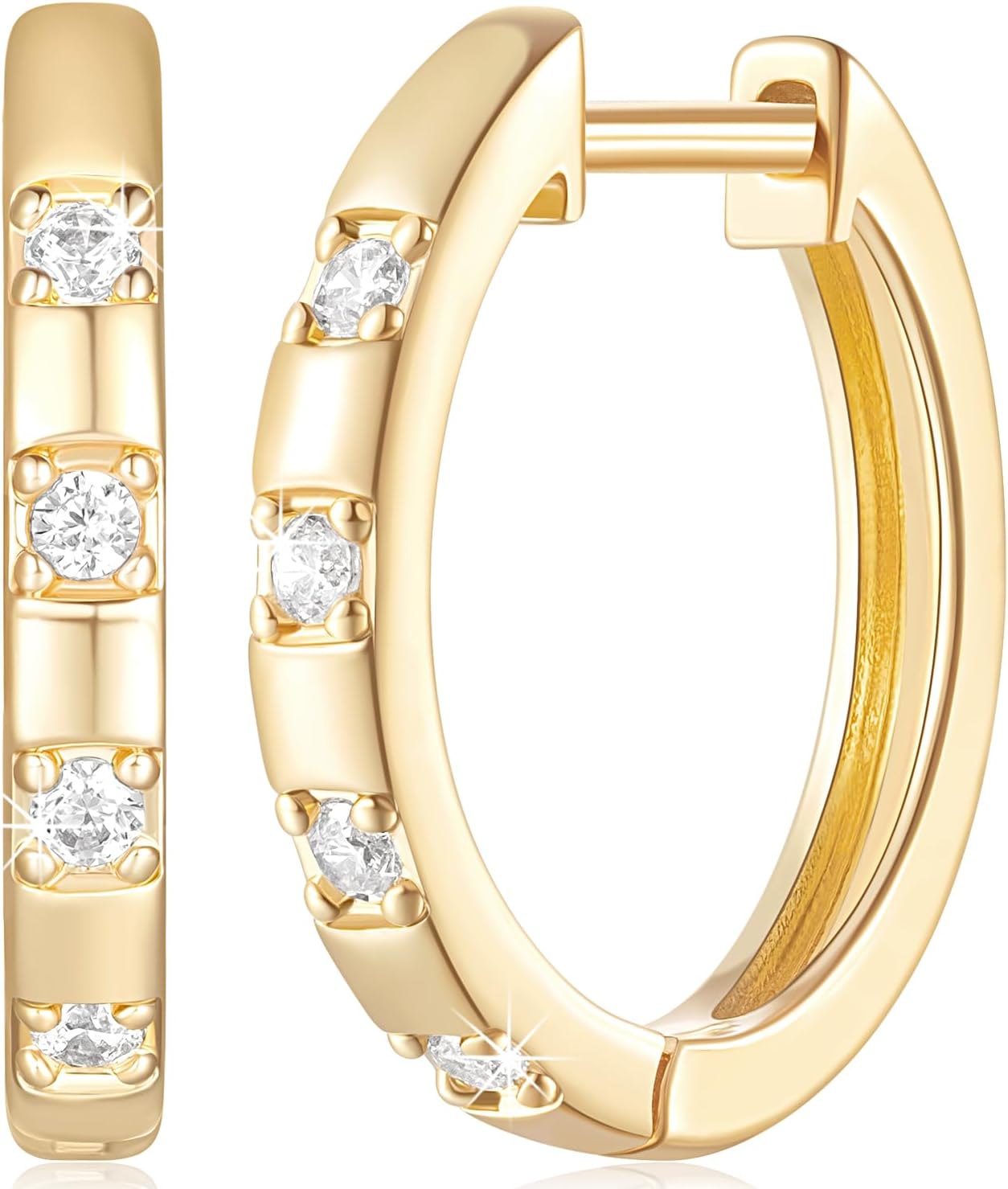 Gold Hoop Earrings for Women 14K Gold Earrings Dazzling Cubic Zirconia Lightweight Gold Earrings for Women Gifts for Women 20mm