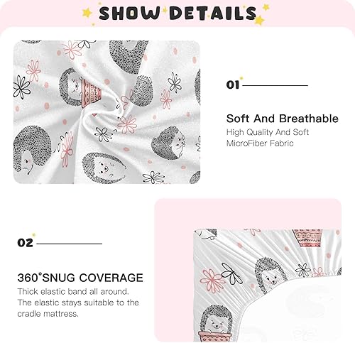 Miniatura 5 de Sábanas bajeras ajustables para cuna, diseño de erizo de animales, sábanas portátiles y elásticas para bebé pequeño, colchón suave y transpirable