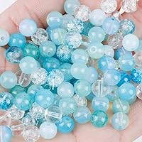 Vista 8 de 100 cuentas de vidrio para la fabricación de joyas, mezcla de cuentas de cristal negro agrietado de 0.315 pulgadas (0.315 in), cuentas de cristal