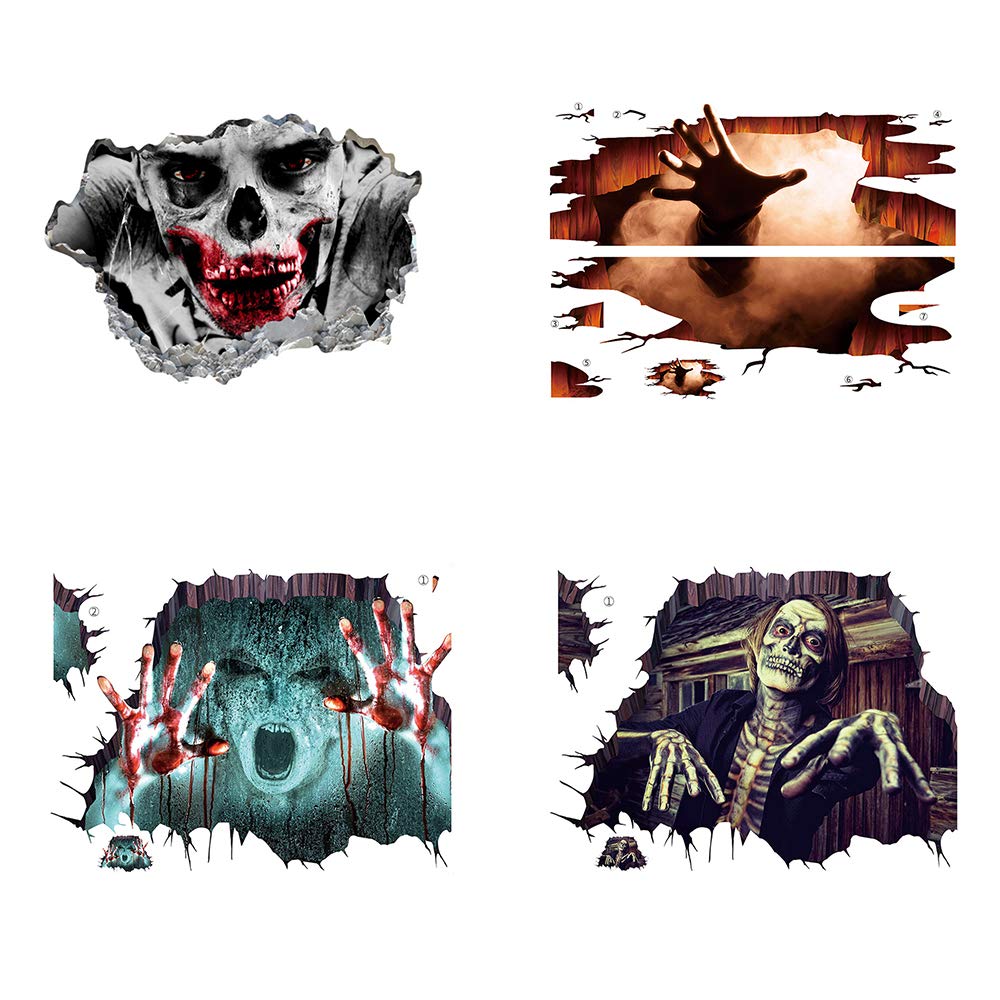 Fenbo Halloween Wall Decals 3D Wall Stickers Horror Horrible Ghost Decal Wall Sticker Murals Wallpaper Poster Halloween Party Scary Decoration