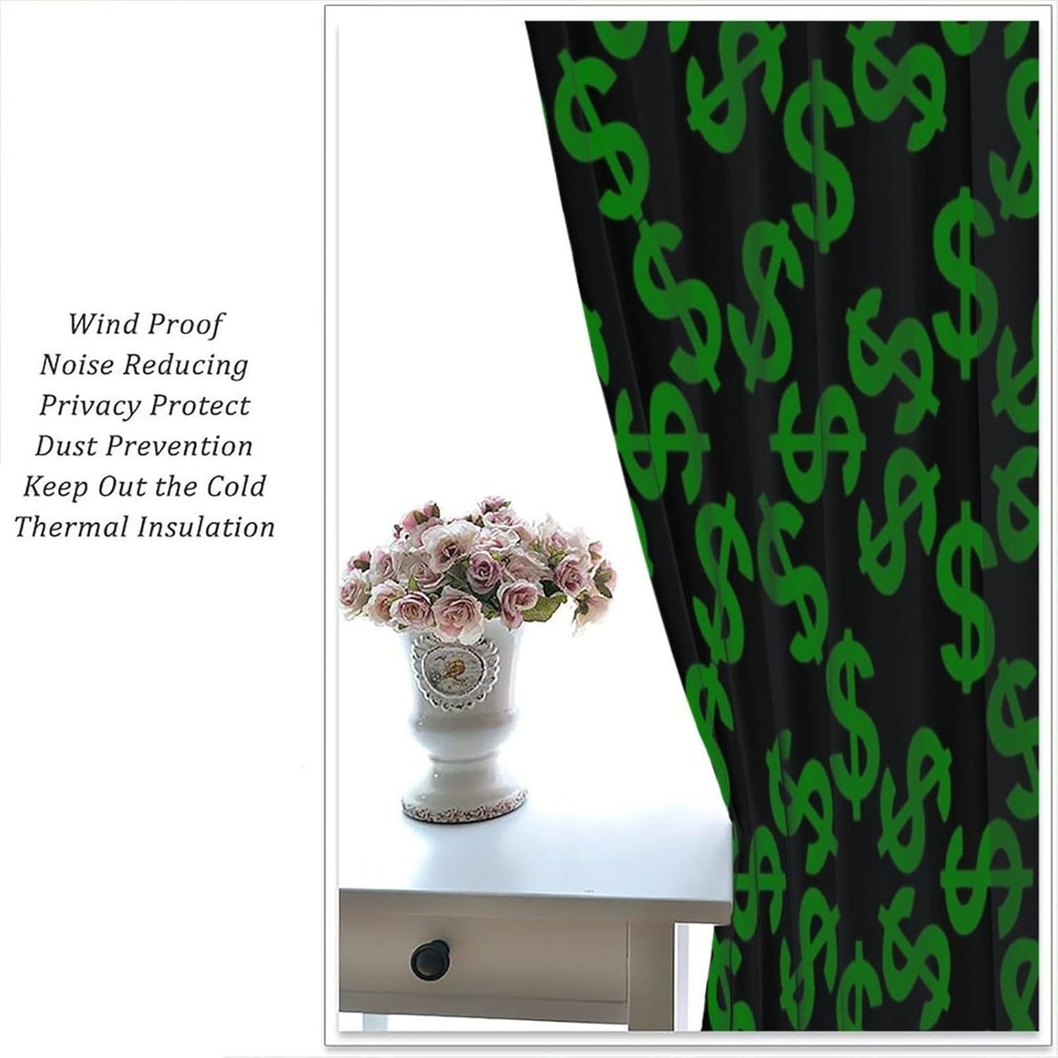 Money Curtains Pixel Art Inspirations in Eighties Style Dollar Sign Banking Business Blackout Window Drapes for Bedroom Living Room Kitchen Cafe Decor （W21xL45 Inch） x2 Panels