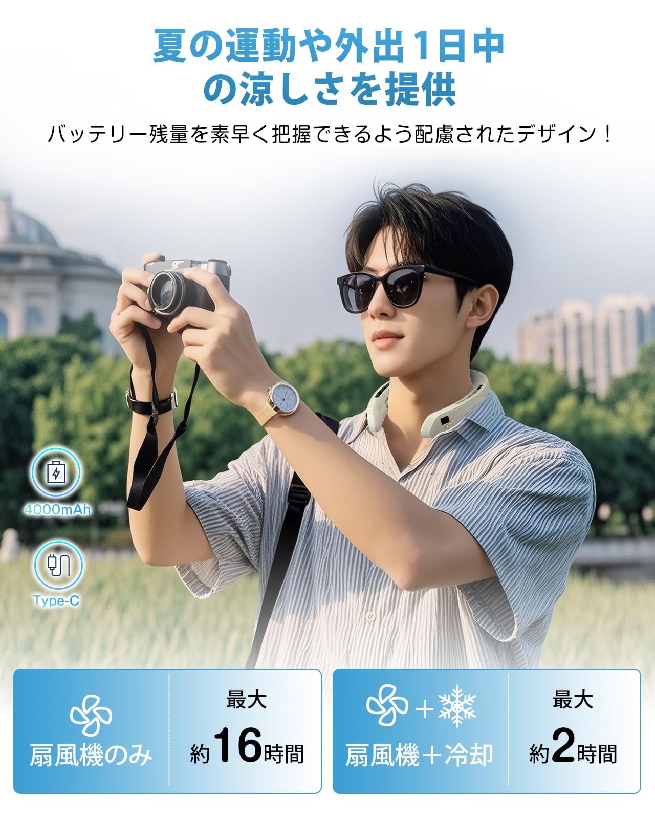 Amazon | YOIIYO ネッククーラー 冷却プレート 首掛け扇風機 ネック
