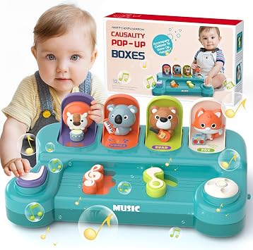usrela Cause and Effect Toys for 1 Year Old Boy, Christmas Birthday Gift | Montessori Toys Infant Sensory Busy Cube Pop up Educational Learning Toddlers Toys Aged 2 3 Christm