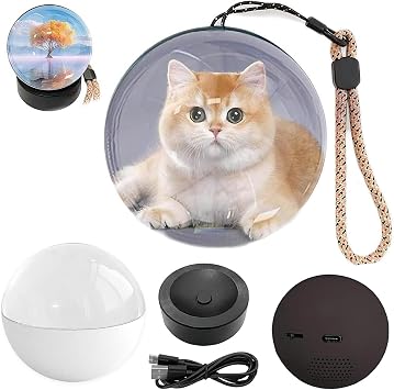 Memory Sphere Video Ornament,2.7" Orb Crystals Ball Player,3D Memory Orb Ball Digital Display Sphere Lamp with Sound,for Couples Friends Anniversary BirthdayColorWhite