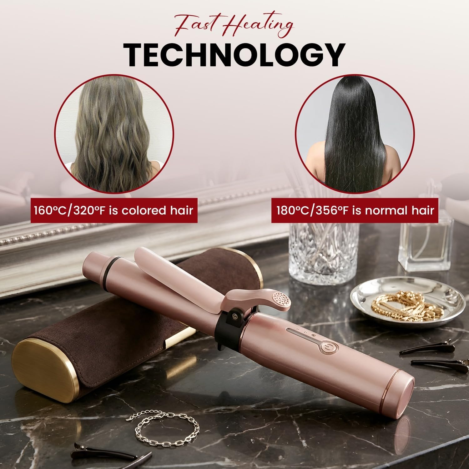 Cordless Curling Iron, Mini Curling Iron, Travel USB Rechargeable Ceramic Curling Wand,Hair Straightener and Curler 2 in 1, Mini Flat Iron with 3 Temp Setting, Curlers for Short Hair