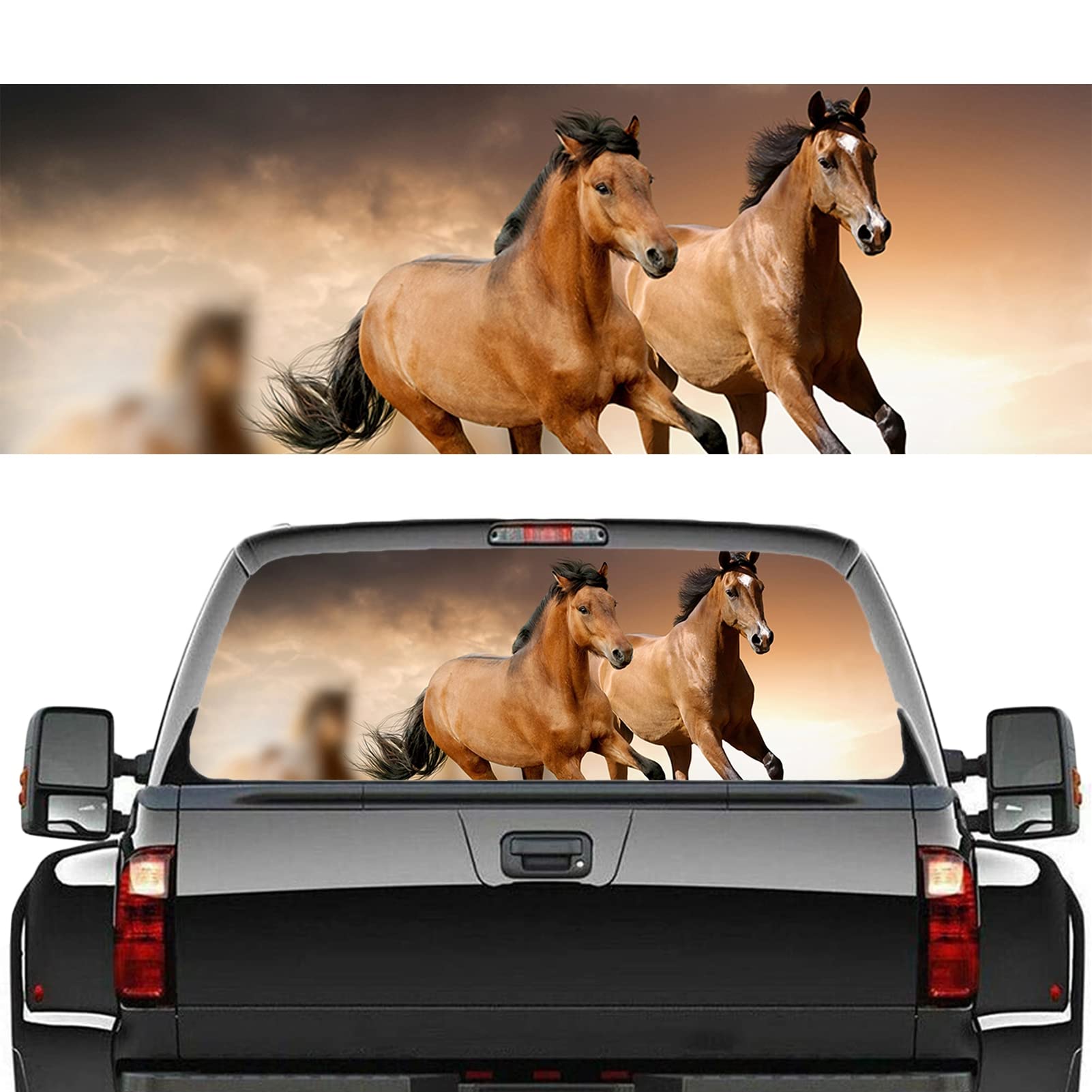 Decalcomanie per Auto - 1 pz Cavalli Decalcomania - Decalcomania per finestre Posteriore, Adesivi per Auto, Adesivi per Auto, Vinile per Auto per Camion USV,58x18 inch