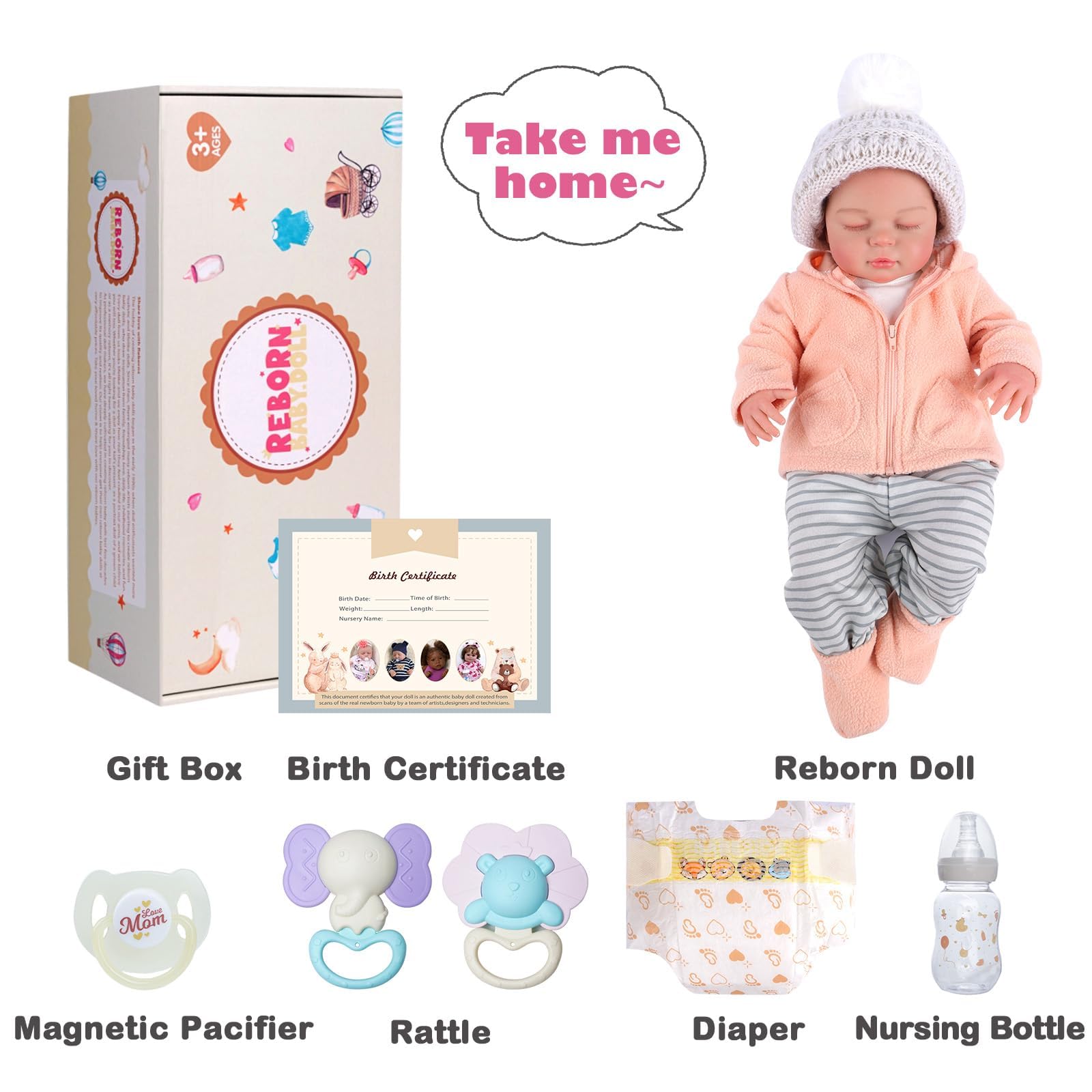 BABESIDE Reborn-Baby Puppen Mädchen - 20 Zoll Realistische Reborn Puppen mit weichem Stoff Körper, Lebensecht Newborn Puppen mit Zubehör für Mädchen Jungen