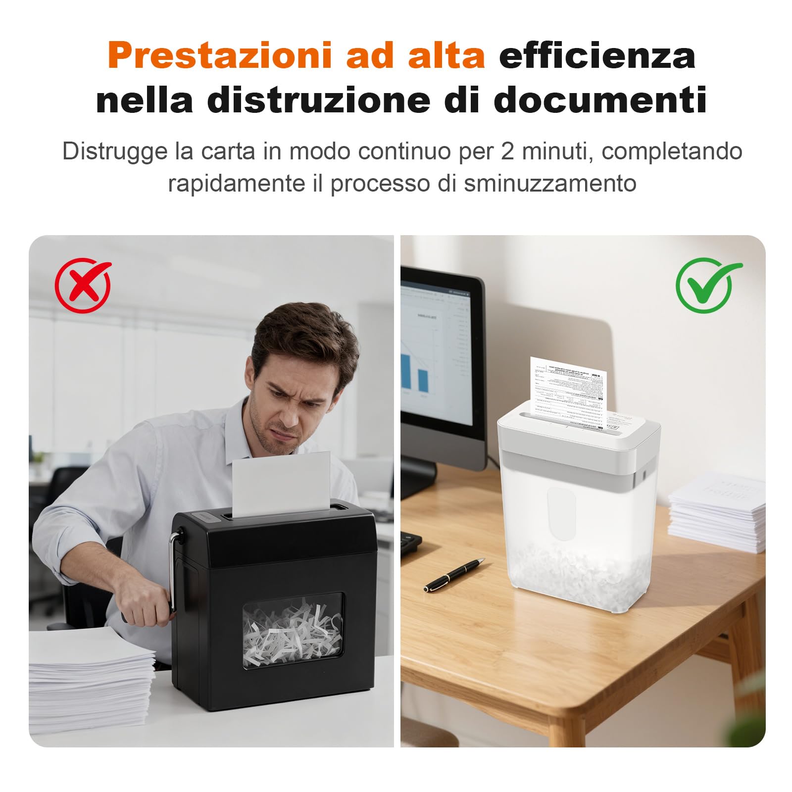 Bonsaii Distruggidocumenti, Taglio a Croce 6 Fogli (A5), Alta Sicurezza P-4 con Cestino 6L, per Carta, Carte di Credito, Graffette & Punti Metallici, C292-A