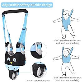 IULONEE Baby Walking Harness Breathable Handheld Kids Toddler Helper Assistant Adjustable Infant Walker Help Baby Walk Stand Up Child Learning Belt for 8-24 Month Old Babies Activity (Blue)