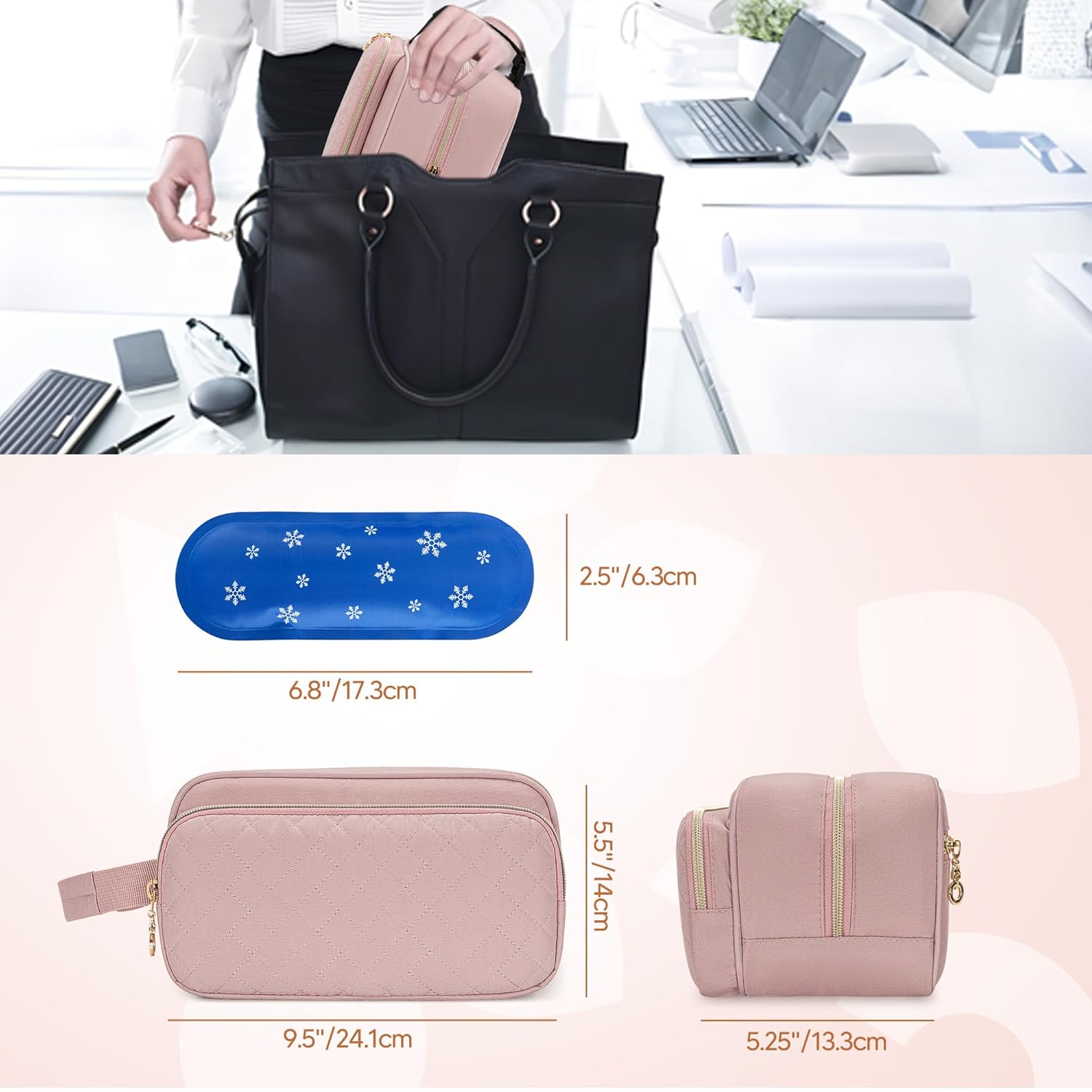 Damero Breastmilk Cooler Bag with 4 Ice Packs, Breast Milk Cooler Travel Bag Fit for Milk Bags or Bottles, with Buckle Handle for Breastfeeding Moms Travel/Daycare, Pink - Image 7